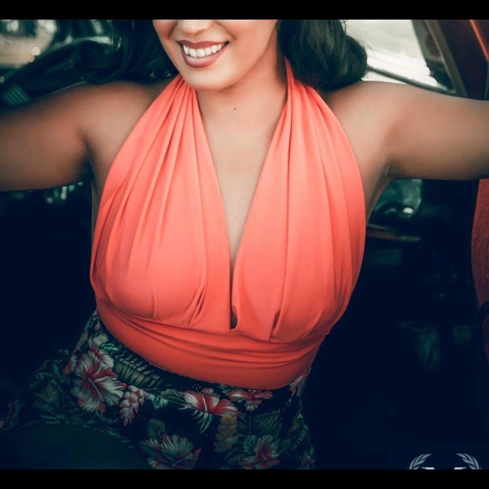 Coral halter top